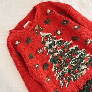 Festive Red Christmas Tree Sweater